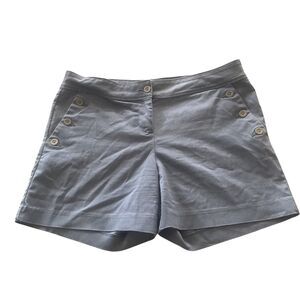 Isaac Mizrahi New York Shorts Women's Size 14 Blue 5" Inseam Button Pockets EUC